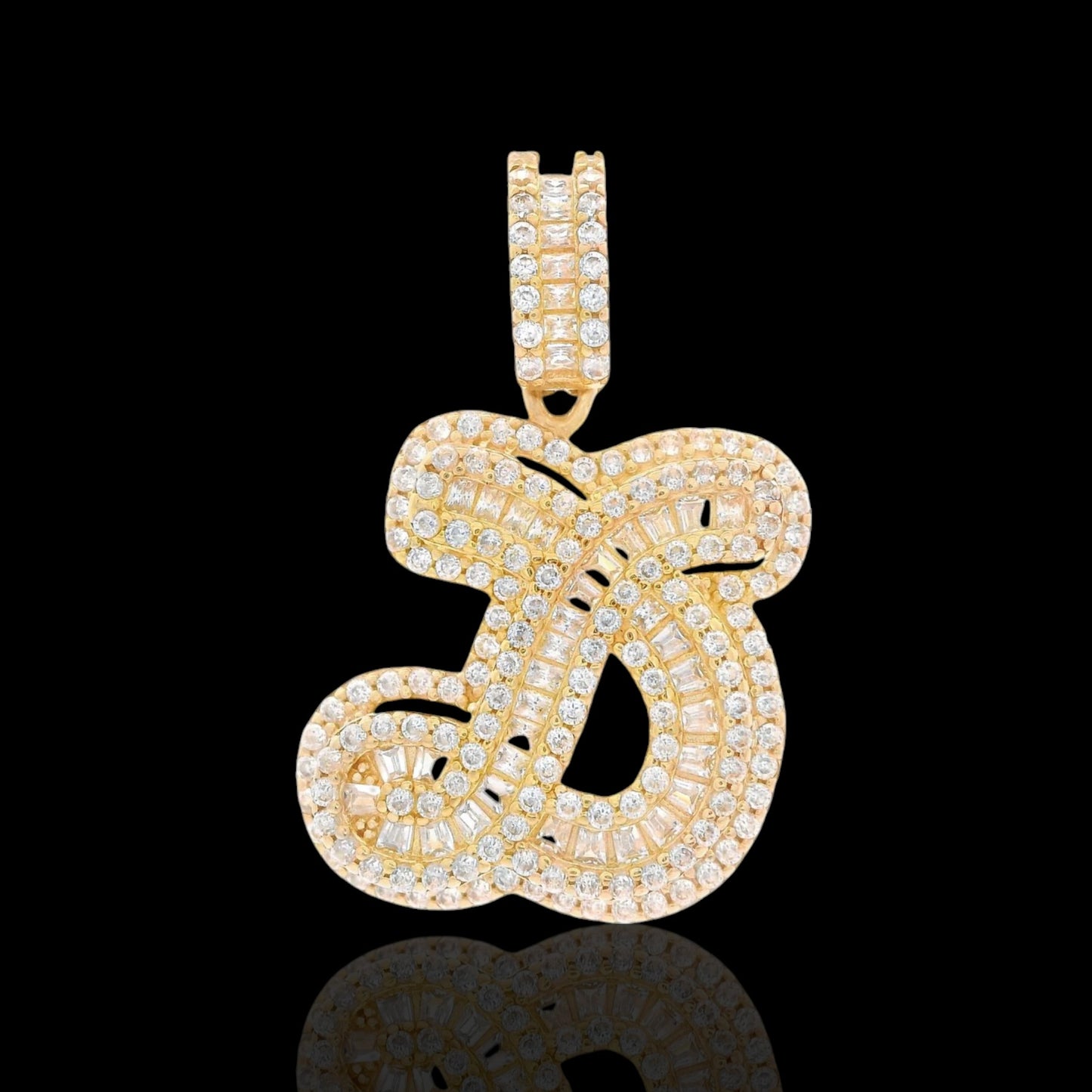 14K Initial Baguette Pendant / AD