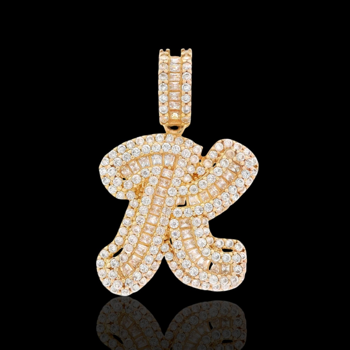 14K Initial Baguette Pendant / AD