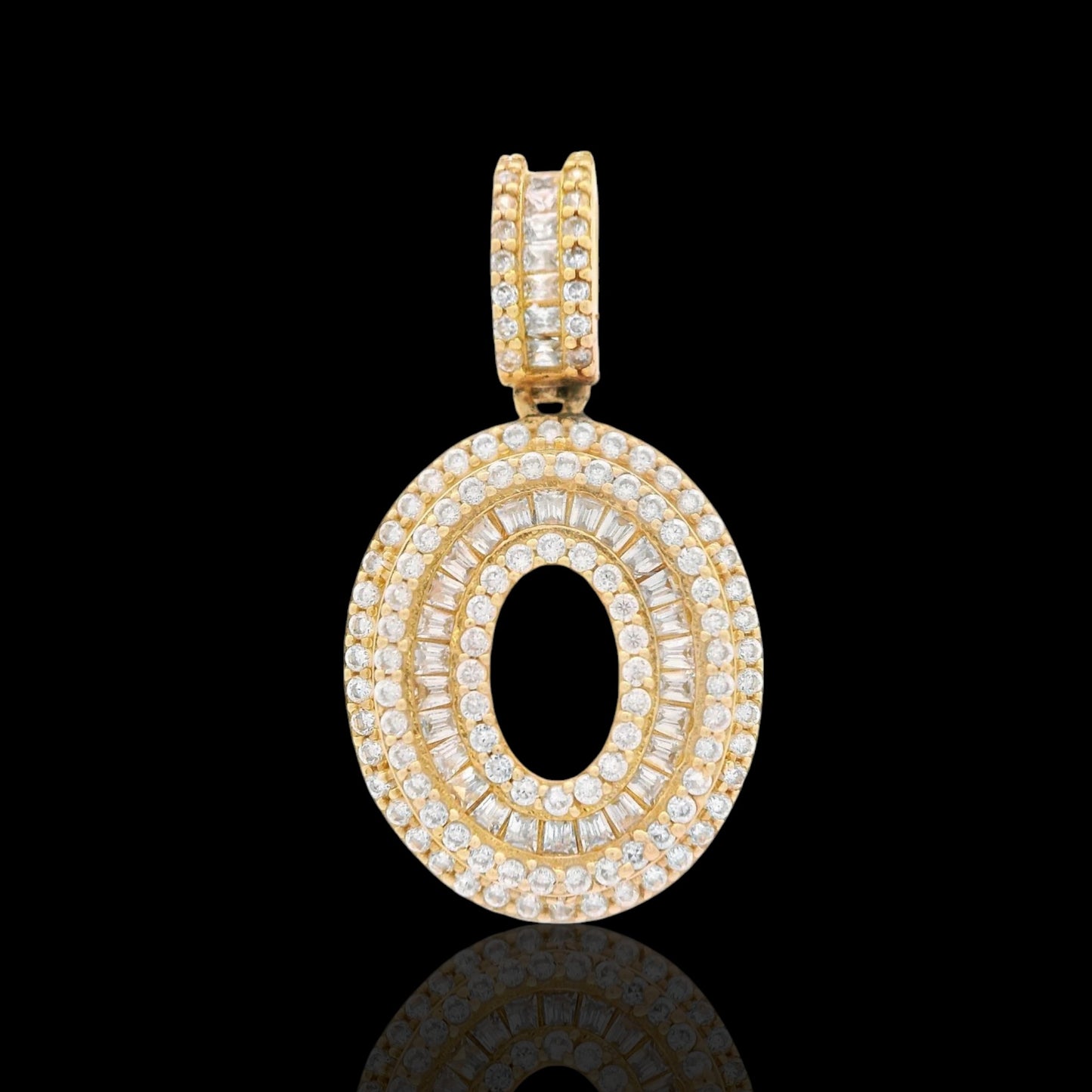 14K Initial Baguette Pendant / AD