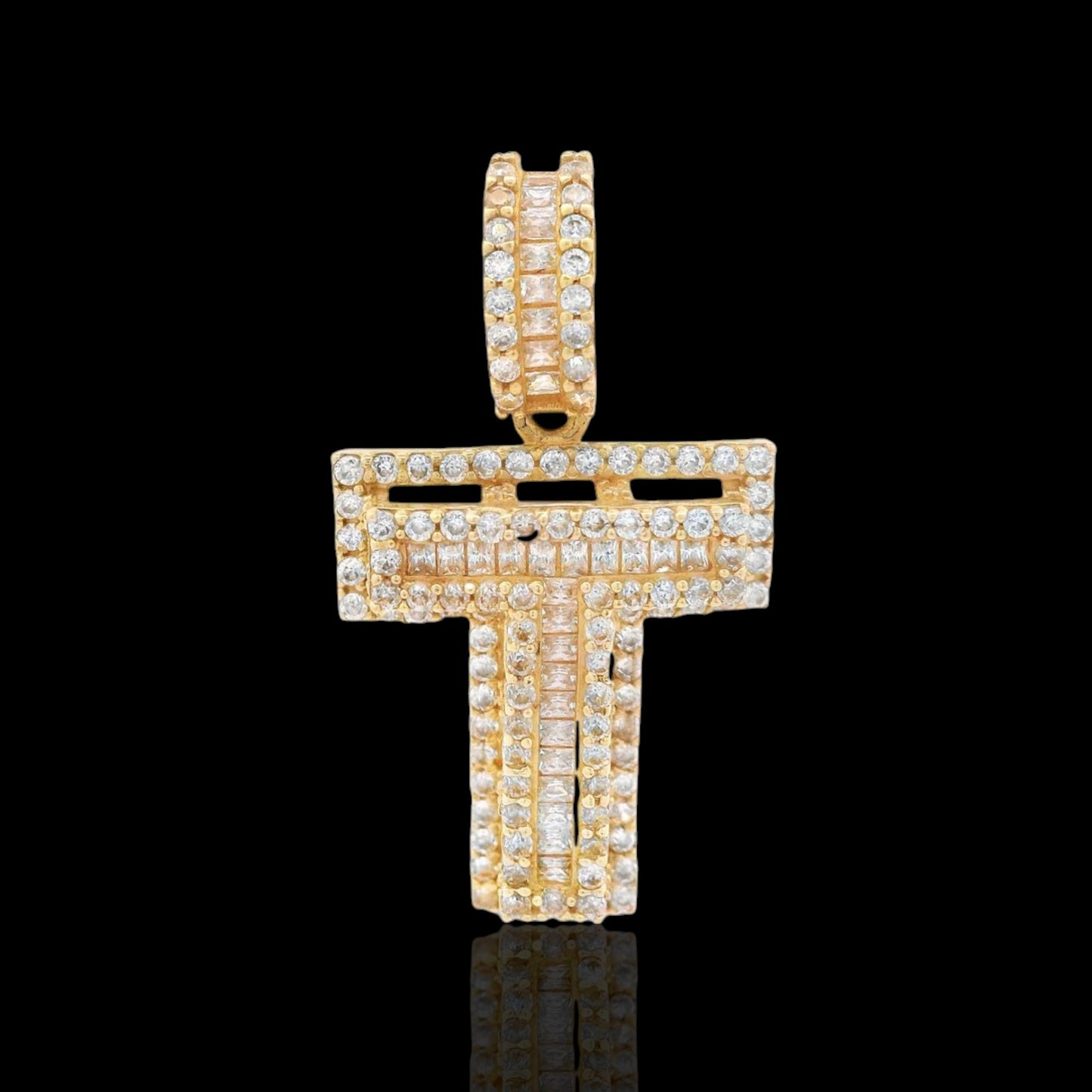 14K Initial Baguette Pendant / AD