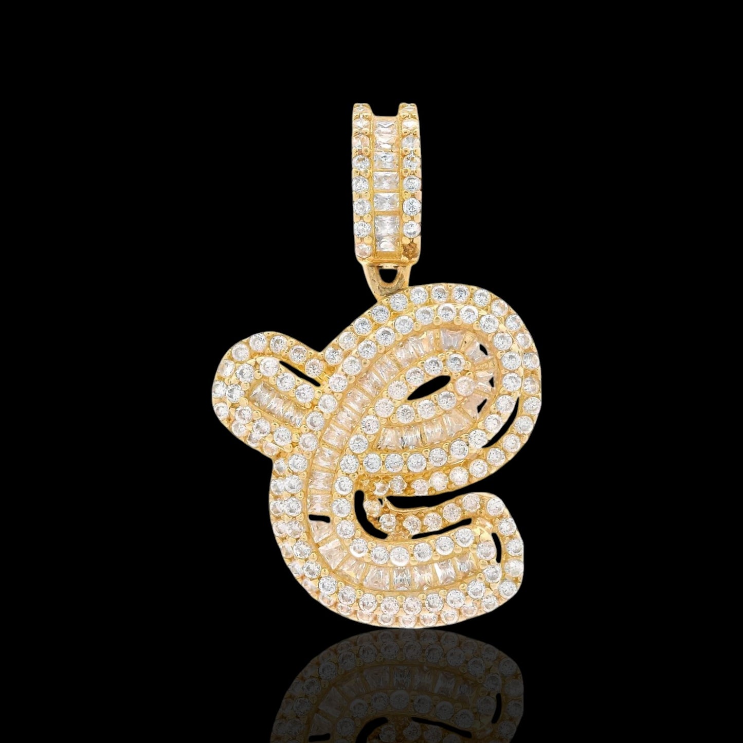 14K Initial Baguette Pendant / AD