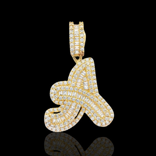14K Initial Baguette Pendant / AD