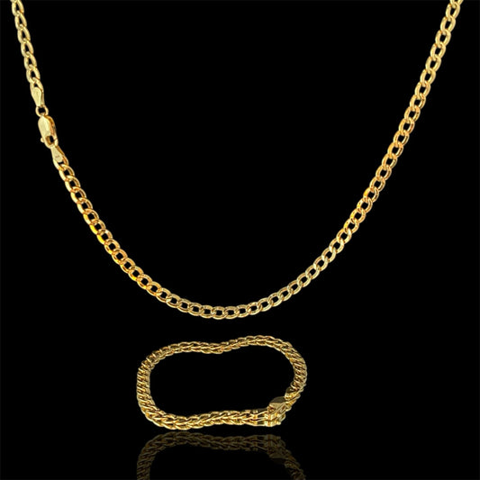 14k Cuban Link Chain + Cuban Link Bracelet / AD